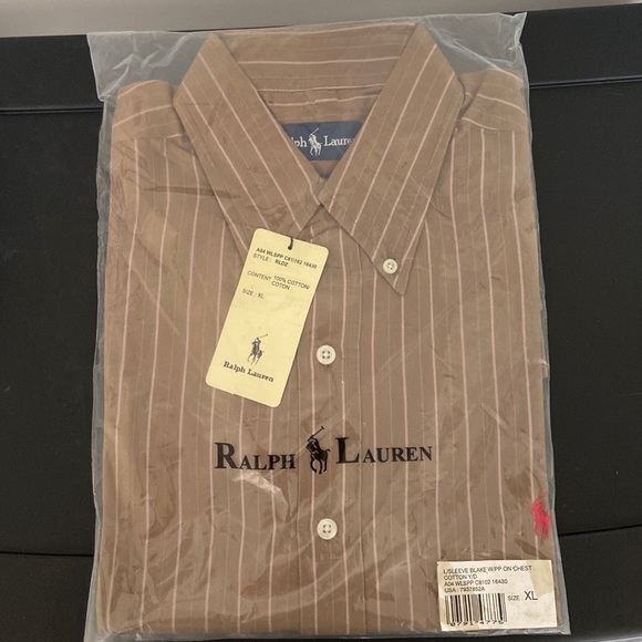NEW Brown and Pink Patterned Ralph Lauren POLO Shirt Men's Long Sleeve Sz--- - Picture 1 of 6